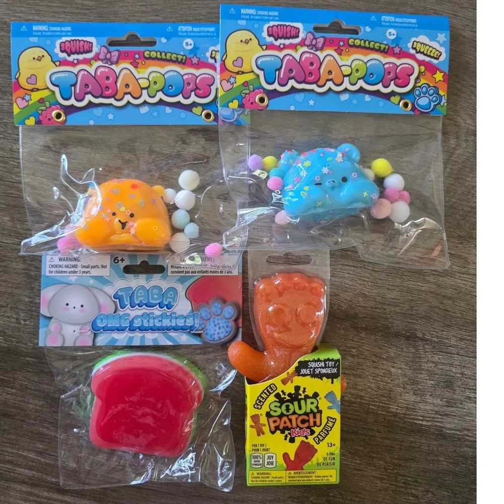 Taba-Pops Squishy Bundle Sour Patch Kids Scented Taba OMG Stickies 4pc Set New